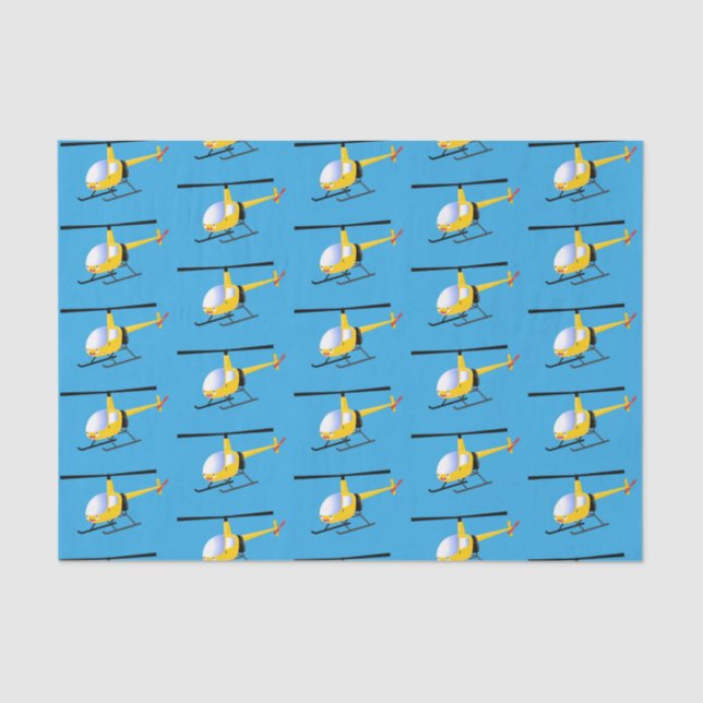 Cute yellow happy cartoon helicopter tissue paper (Front)