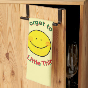 Cute Yellow Happy Face Enjoy Little Things Tea Towel