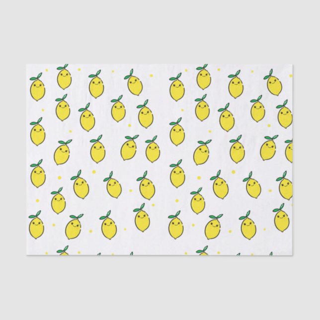 Cute Yellow Happy Face Lemon Tissue Paper (Front)