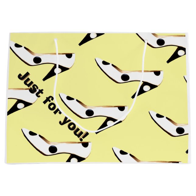 Cute Yellow High Heel Shoe Large Gift Bag (Front)