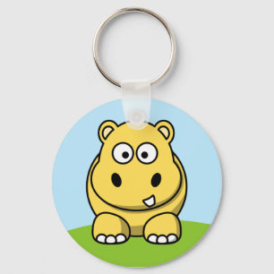 Cute Yellow Hippo Key Ring