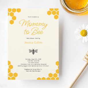 Cute Yellow Honeycomb Mummy to Bee Baby Shower Invitation