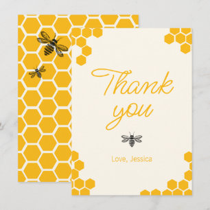 Cute Yellow Honeycomb Mummy to Bee Baby Shower Thank You Card