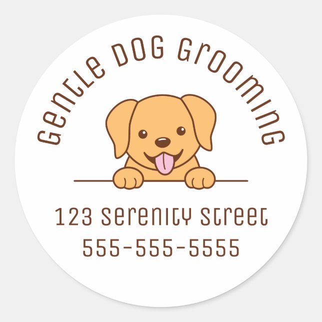 Cute Yellow Lab Dog Peeking Custom Text Classic Round Sticker (Front)