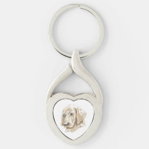 Cute Yellow Lab Puppy Love Key Ring