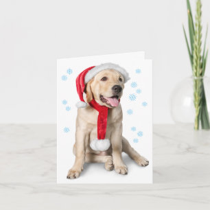 Cute Yellow Lab with Santa Hat Labby Holidays! Holiday Card