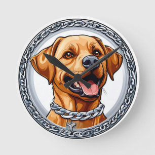 Cute yellow labrador dog round clock