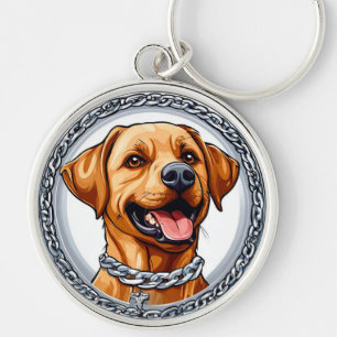 Cute yellow labrador key ring