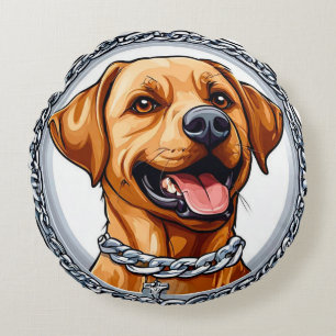 Cute yellow labrador round cushion