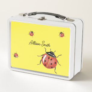 Cute yellow Ladybug Metal Lunch Box