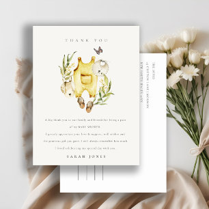 Cute Yellow Leafy Foliage Clothes Baby Shower Postcard