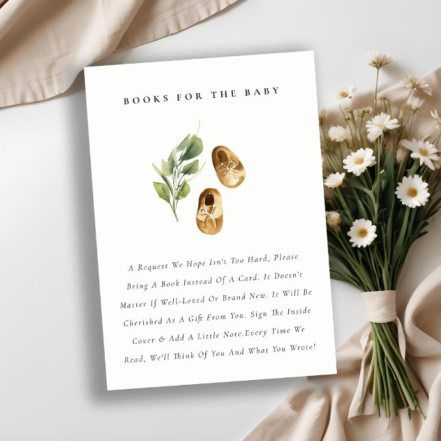 Cute Yellow Leafy Shoes Books for Baby Shower Enclosure Card (Creator Uploaded)