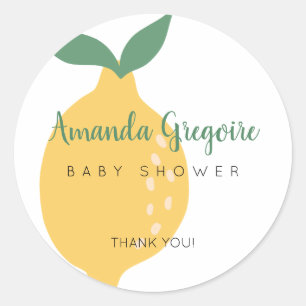 Cute Yellow Lemon Baby Shower Classic Round Sticker