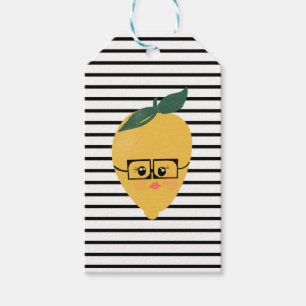 Cute yellow lemon cartoon funny illustration gift tags