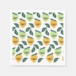 Cute yellow lemon cartoon funny illustration napkin