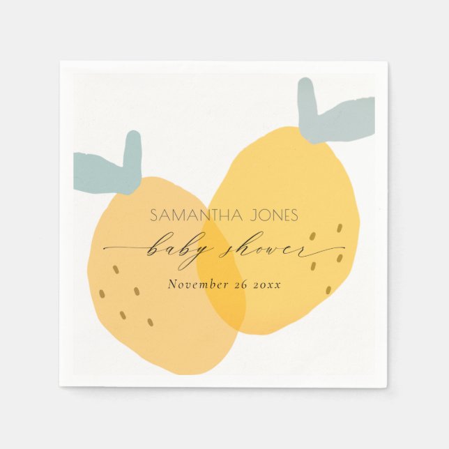 Cute Yellow Lemon Fruity Citrus Baby Shower  Napkin (Front)