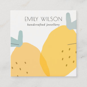 Cute Yellow Lemon Fruity Citrus Earring Display Square Business Card