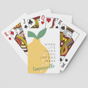 Cute Yellow Lemon Inspirational Quote Limoncello Playing Cards