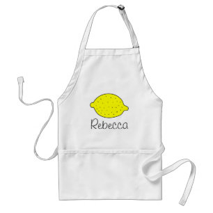 Cute yellow lemon kitchen apron for women