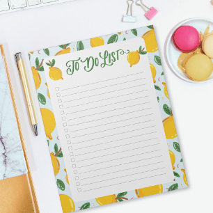 Cute Yellow Lemon To do List Checklist Lined Notepad