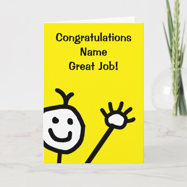 Cute Yellow Little Smiling Face Congratulations Card (Front)