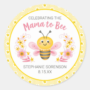 Cute Yellow Mama to Bee Baby Shower Classic Round Classic Round Sticker