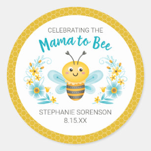 Cute Yellow Mama to Bee Baby Shower Classic Round Sticker