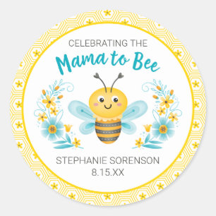 Cute Yellow Mama to Bee Baby Shower Classic Round Sticker