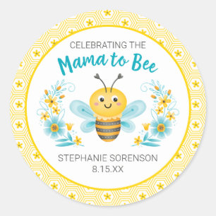 Cute Yellow Mama to Bee Baby Shower Classic Round Sticker