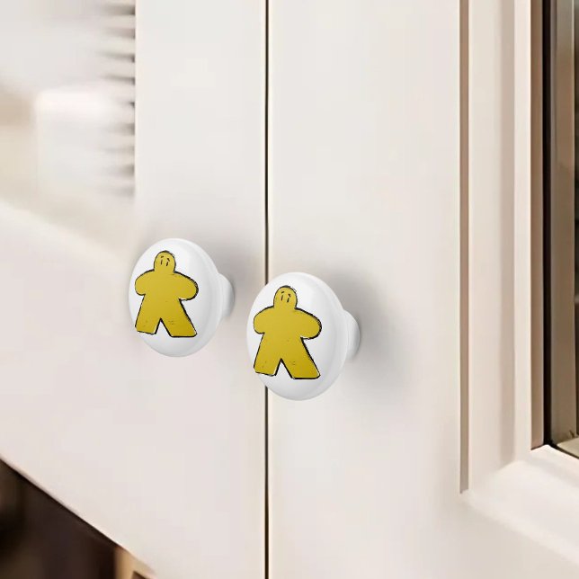 Cute Yellow Meeple Board Game Room  Ceramic Knob (Creator Uploaded)