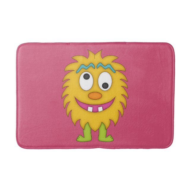 Cute Yellow Monster-Kids Bath Mat (Front)
