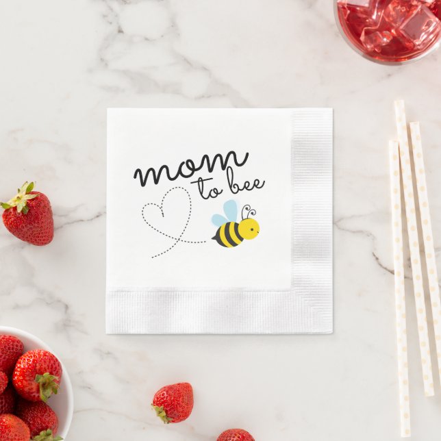 Cute Yellow Mum To Bee Napkin (Insitu)