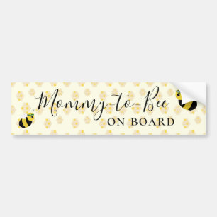 Cute Yellow Mummy-to-bee On Board Baby Shower Gift Bumper Sticker