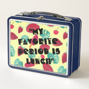 Cute Yellow " My Favourite Period Is Lunch" Fruit Metal Lunch Box