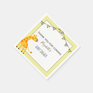 cute yellow neutral giraffe baby shower napkin