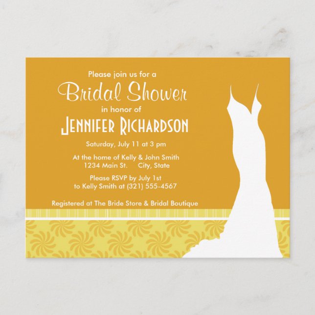 Cute Yellow Orange Swirl Invitation Postcard (Front)