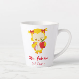 Cute yellow owl third grade latte mug