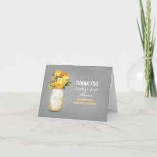Cute yellow painted mason jar thank you cards