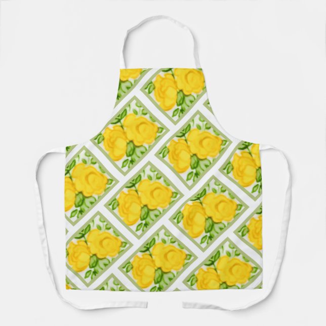 Cute Yellow Painted Roses Apron (Front)