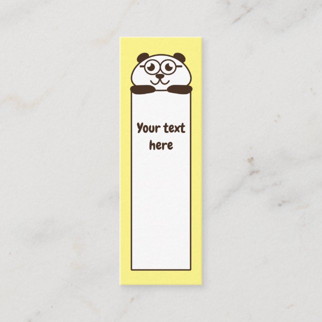 Cute yellow panda bookmark memo mini business card (Front)