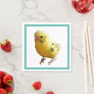 Cute Yellow Parakeet Friendly Pet Bird Photograph Napkin