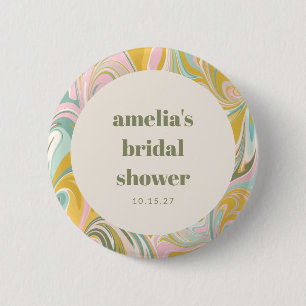 Cute Yellow Pastel Abstract Custom Bridal Shower 6 Cm Round Badge