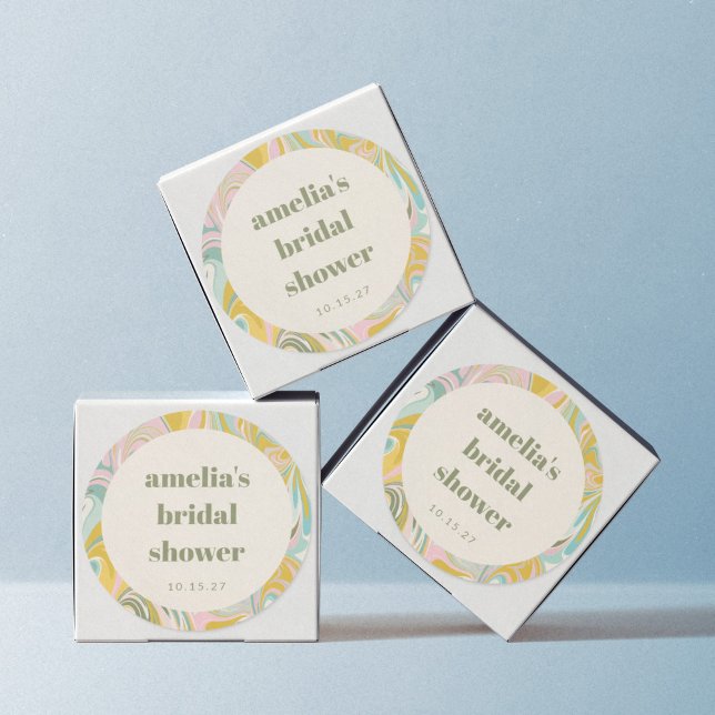 Cute Yellow Pastel Abstract Custom Bridal Shower Classic Round Sticker (Creator Uploaded)