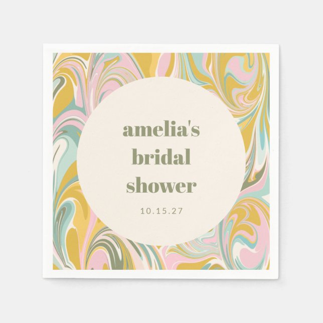 Cute Yellow Pastel Abstract Custom Bridal Shower Napkin (Front)