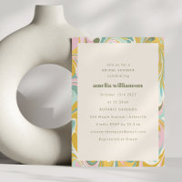 Cute Yellow Pastel Abstract Swirl Bridal Shower