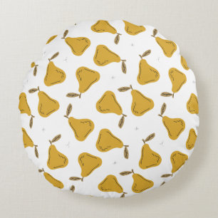 Cute Yellow Pear Fruit Pattern Round Cushion
