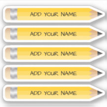 Cute Yellow Pencil Name Custom-Cut Vinyl Sticker