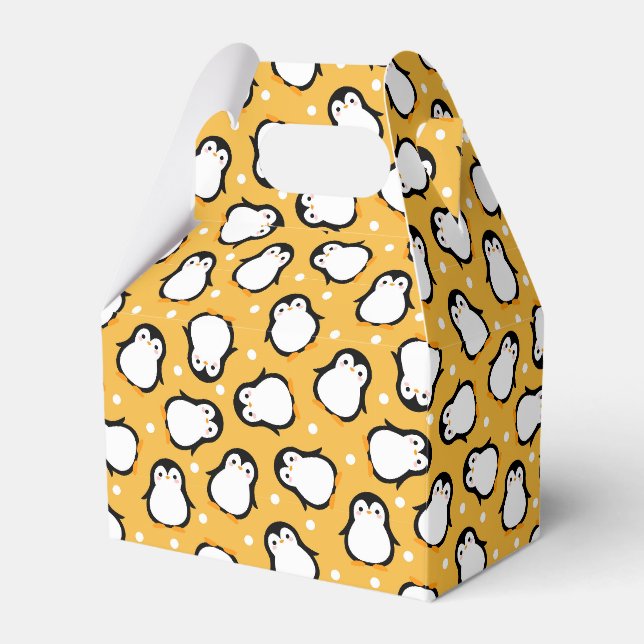 Cute yellow penguin pattern favour box (Front Side)