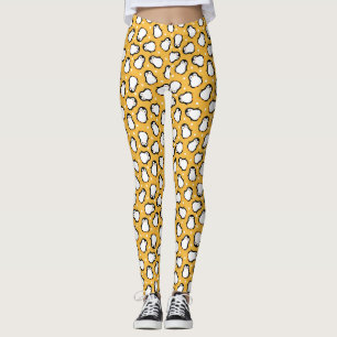 Cute yellow penguin pattern leggings