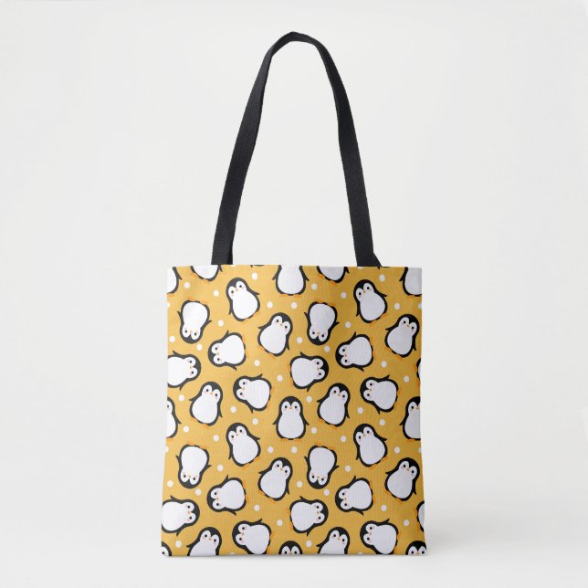 Cute yellow penguin pattern tote bag (Front)